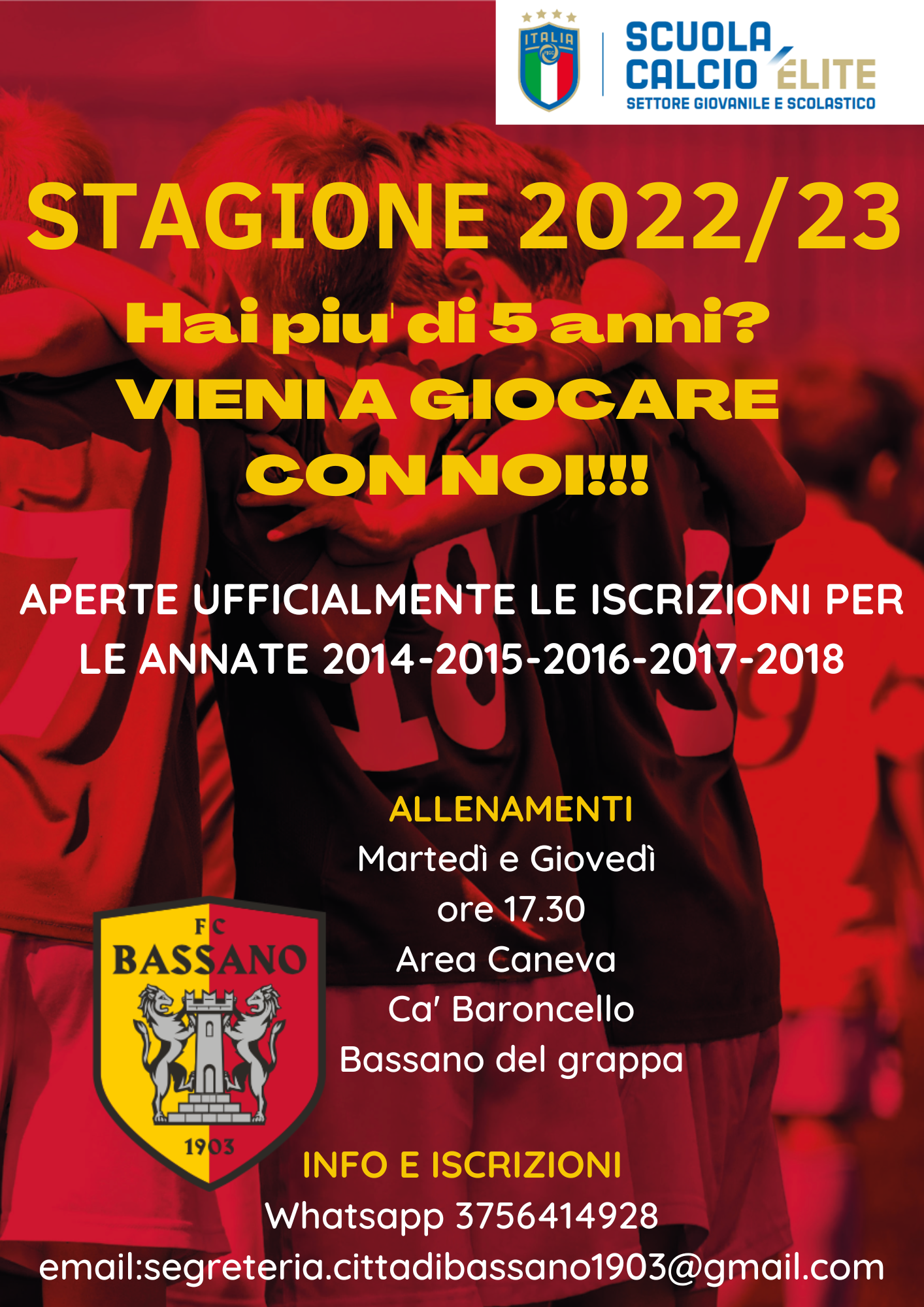 APERTE LE ISCRIZIONI ALLA SCUOLA CALCIO