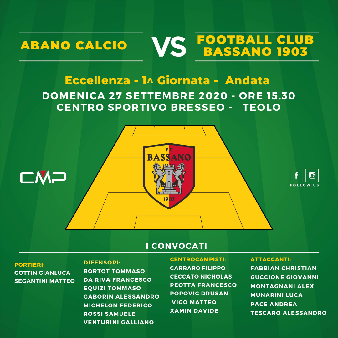 ABANO CALCIO - FC BASSANO 1903 :  I CONVOCATI